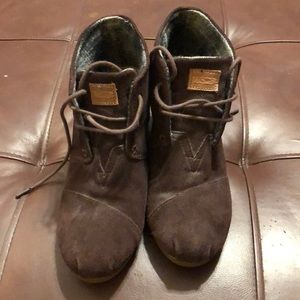 Toms Brown Suede Kala Booties